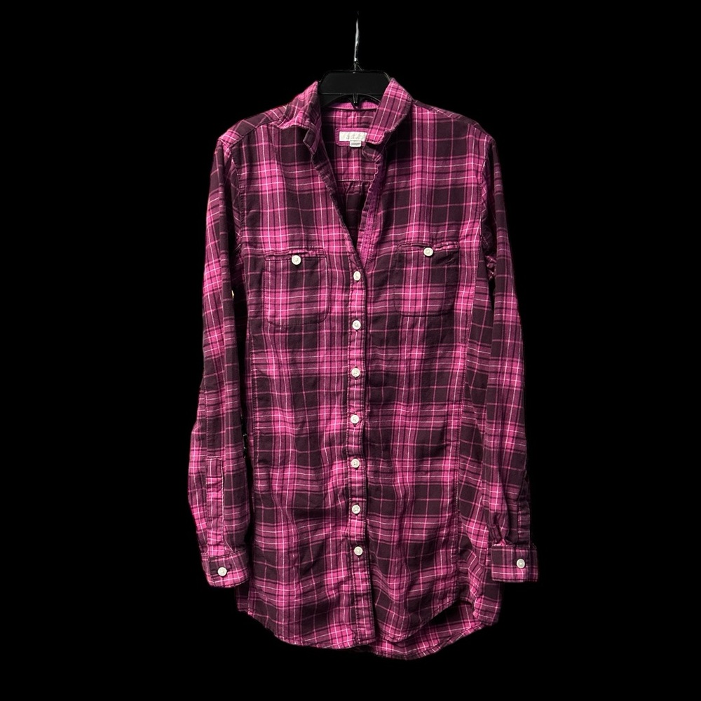 Aerie Women’s 100% Cotton Plaid Long Sleeve Button Up Top Size Medium